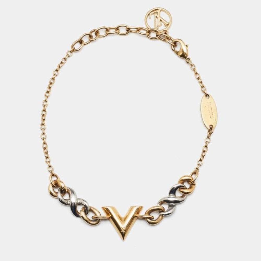 Louis Vuitton Gold and Silver V Logo Bracelet